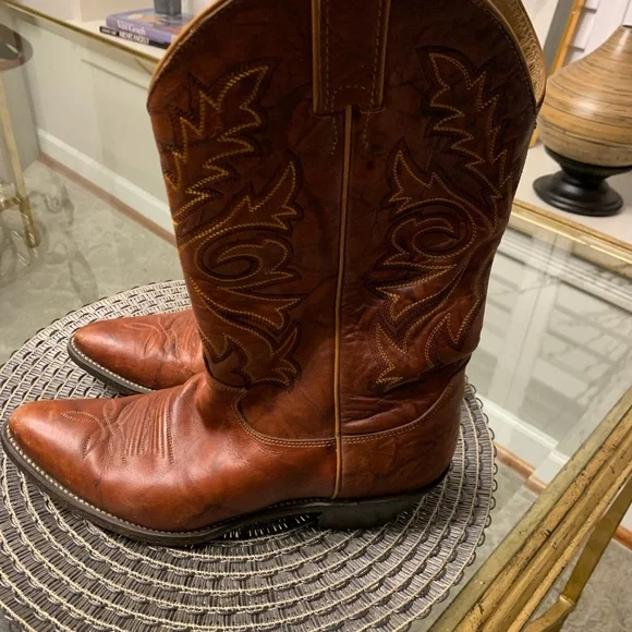Womens Tony Lama Classic Brown Leather Western Cowboy Boots - Picture 2 of 8